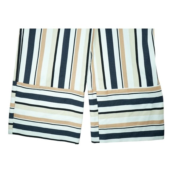 ASOS Navy, Brown, Beige & White Stripe Pinny Jumpsuit In Stripe‎ Size 4 - Picture 9 of 12